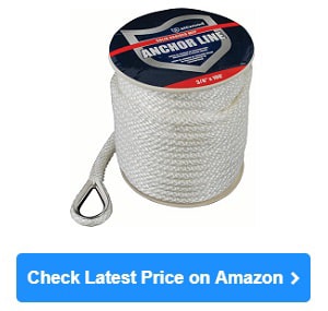 Premium Boat Anchor Rope 100 Ft Double Braided Boat Anchor Line Blue Nylon  Marine Rope Braided 3/8 Anchor Rope Reel for Many Anchors & Boats 3/8 Inch